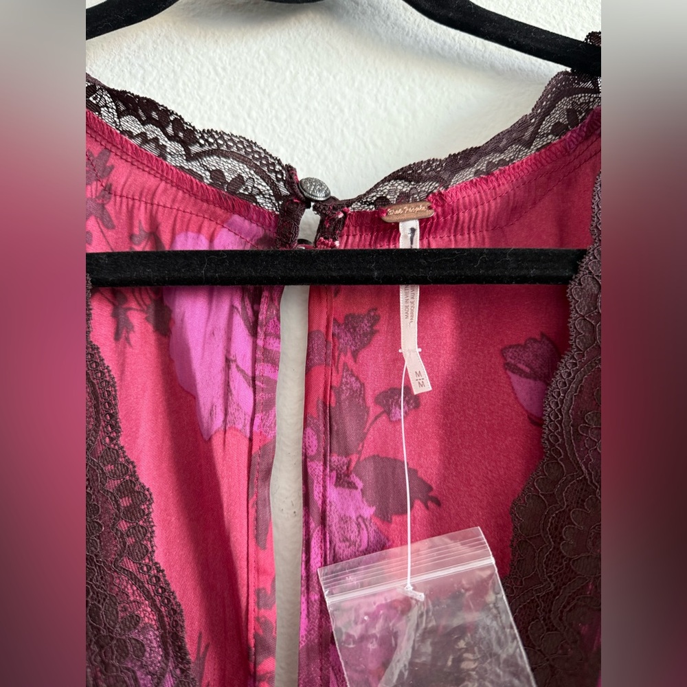 NWOT Free People Jos Floral Mini Dress Berry Combo - Picture 3 of 4